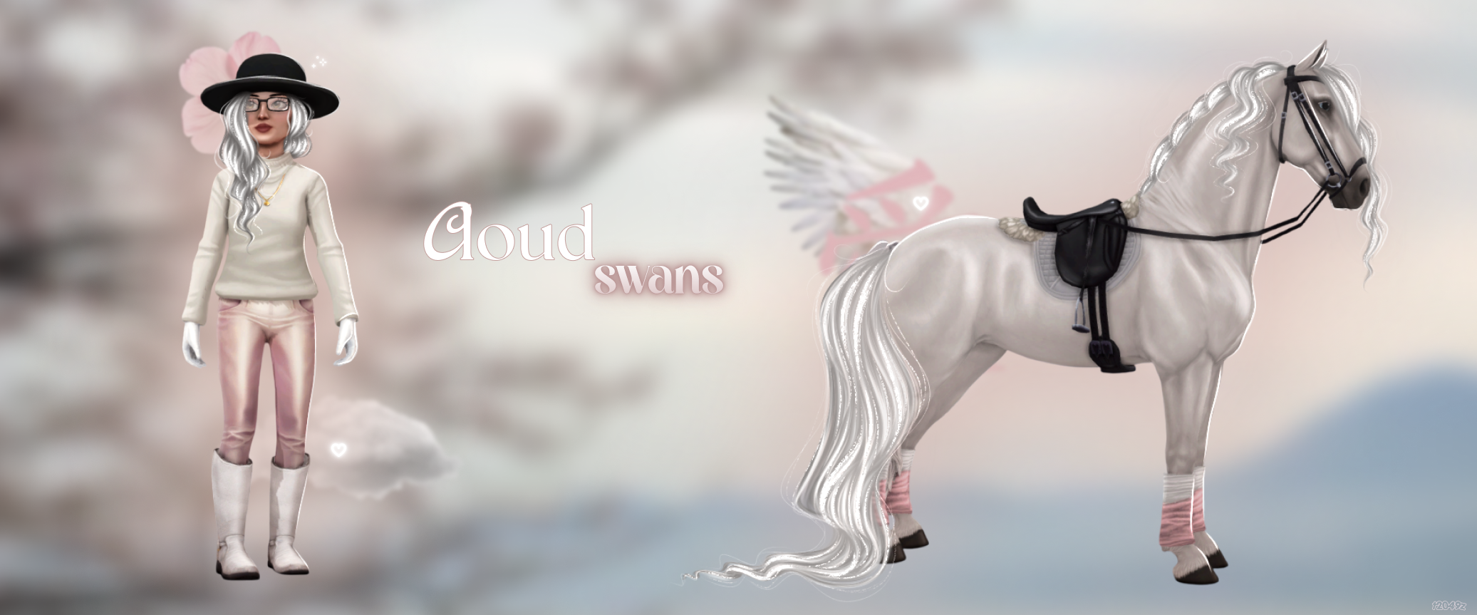 Postać klubowa na koniu w pełnym stroju klubowym